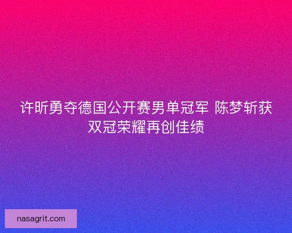 许昕勇夺德国公开赛男单冠军 陈梦斩获双冠荣耀再创佳绩